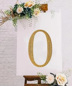 HIER_5150 8" Gold Decorative Rhinestone Number Stickers DIY Crafts - 0 20 HIER_5150 8