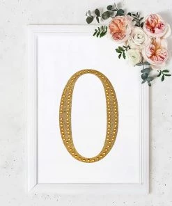 HIER_5150 8" Gold Decorative Rhinestone Number Stickers DIY Crafts - 0