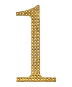 HIER_5150 8" Gold Decorative Rhinestone Number Stickers DIY Crafts - 1 21 HIER_5150 8