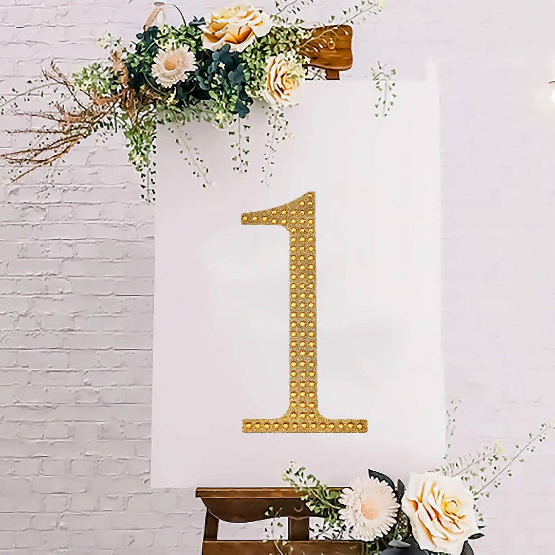 HIER_5150 8" Gold Decorative Rhinestone Number Stickers DIY Crafts - 1 10 HIER_5150 8" Gold Decorative Rhinestone Number Stickers DIY Crafts - 1