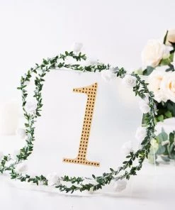 HIER_5150 8" Gold Decorative Rhinestone Number Stickers DIY Crafts - 1