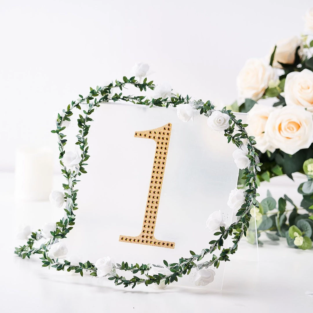 HIER_5150 8" Gold Decorative Rhinestone Number Stickers DIY Crafts - 1 2 HIER_5150 8" Gold Decorative Rhinestone Number Stickers DIY Crafts - 1