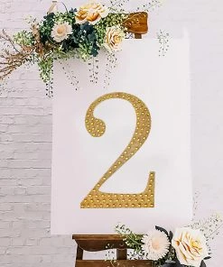 HIER_5150 8" Gold Decorative Rhinestone Number Stickers DIY Crafts - 2 Chargers & Centerpieces 20 HIER_5150 8