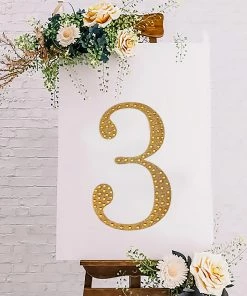 HIER_5150 8" Gold Decorative Rhinestone Number Stickers DIY Crafts - 3 20 HIER_5150 8