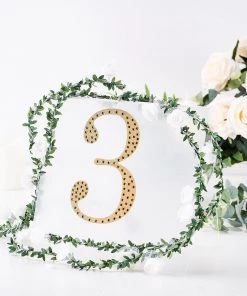 HIER_5150 8" Gold Decorative Rhinestone Number Stickers DIY Crafts - 3