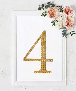 HIER_5150 8" Gold Decorative Rhinestone Number Stickers DIY Crafts - 4