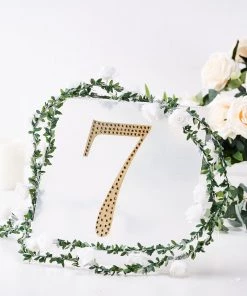 HIER_5150 8" Gold Decorative Rhinestone Number Stickers DIY Crafts - 7 Chargers & Centerpieces