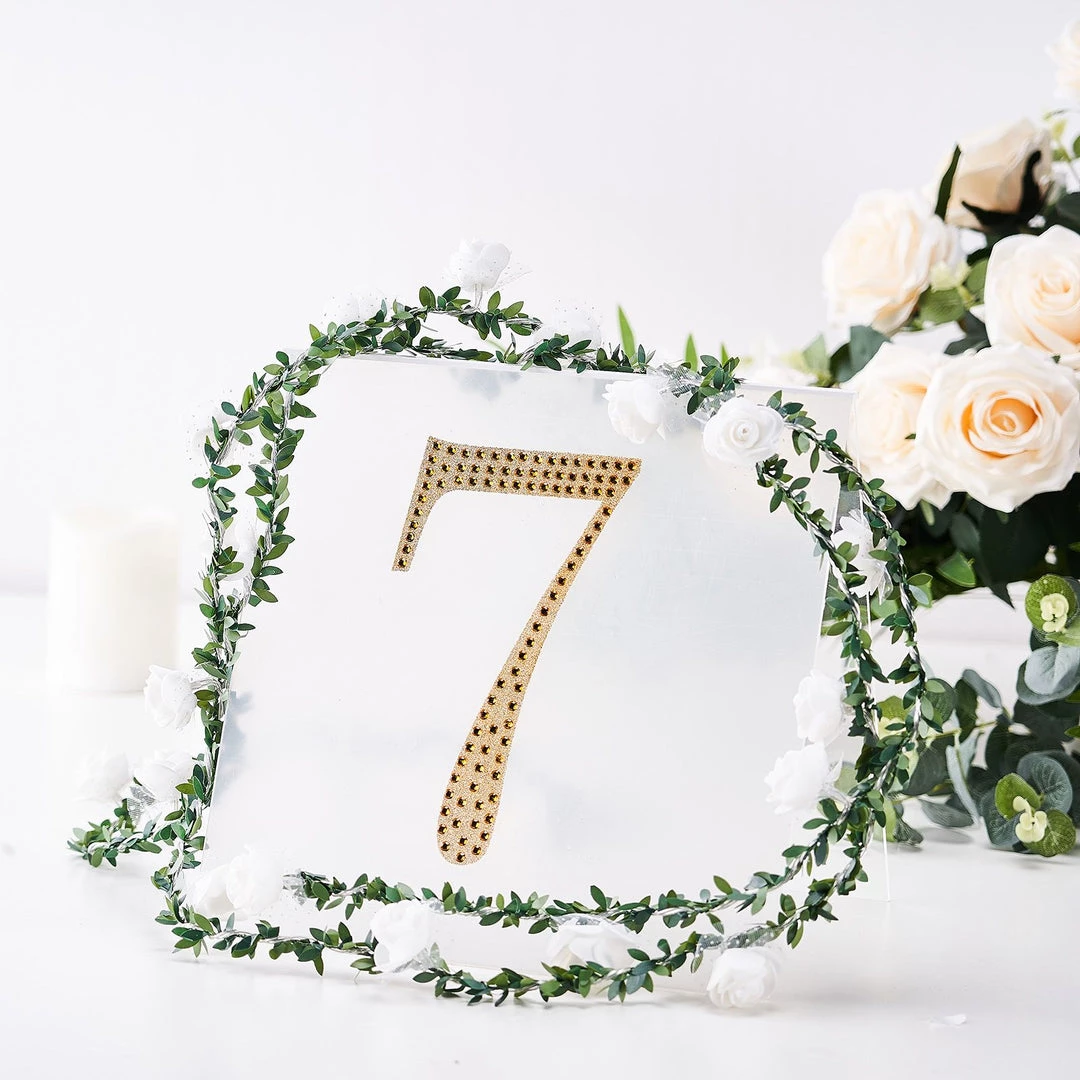 HIER_5150 8" Gold Decorative Rhinestone Number Stickers DIY Crafts - 7 Chargers & Centerpieces 2 HIER_5150 8" Gold Decorative Rhinestone Number Stickers DIY Crafts - 7 Chargers & Centerpieces