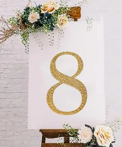 HIER_5150 8" Gold Decorative Rhinestone Number Stickers DIY Crafts - 8 Chargers & Centerpieces 20 HIER_5150 8