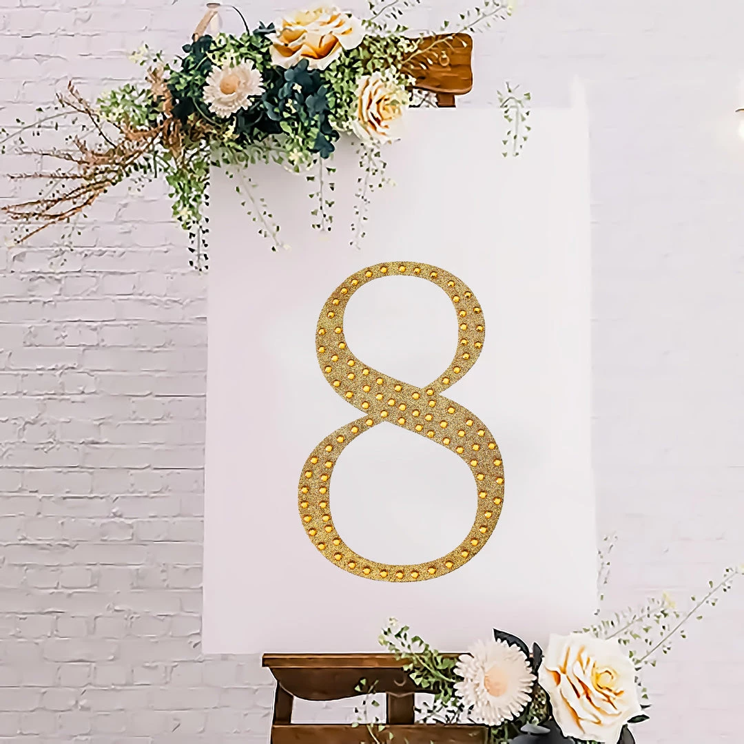 HIER_5150 8" Gold Decorative Rhinestone Number Stickers DIY Crafts - 8 Chargers & Centerpieces 10 HIER_5150 8" Gold Decorative Rhinestone Number Stickers DIY Crafts - 8 Chargers & Centerpieces