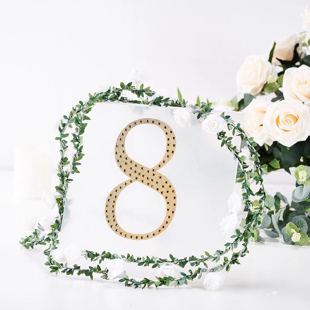 HIER_5150 8" Gold Decorative Rhinestone Number Stickers DIY Crafts - 8 Chargers & Centerpieces 2 HIER_5150 8" Gold Decorative Rhinestone Number Stickers DIY Crafts - 8 Chargers & Centerpieces