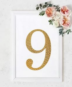 HIER_5150 Chargers & Centerpieces 8" Gold Decorative Rhinestone Number Stickers DIY Crafts - 9