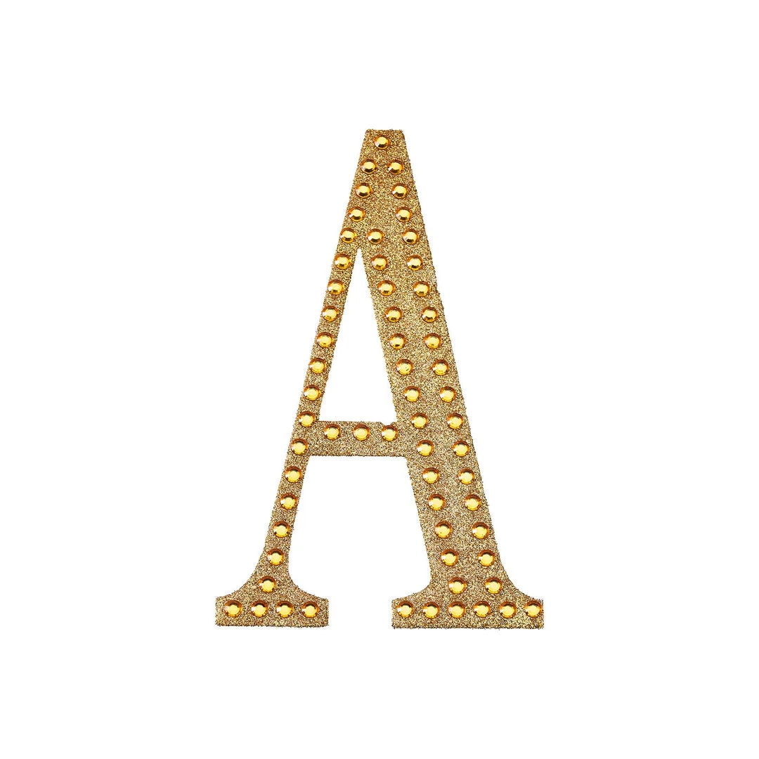 HIER_5150 8" Gold Decorative Rhinestone Alphabet Letter Stickers DIY Crafts - A 11 HIER_5150 8" Gold Decorative Rhinestone Alphabet Letter Stickers DIY Crafts - A