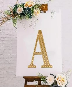 HIER_5150 8" Gold Decorative Rhinestone Alphabet Letter Stickers DIY Crafts - A 20 HIER_5150 8
