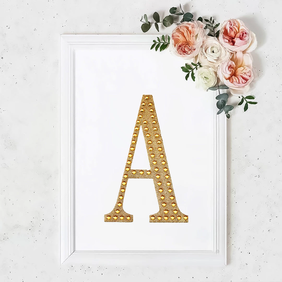 HIER_5150 8" Gold Decorative Rhinestone Alphabet Letter Stickers DIY Crafts - A 1 HIER_5150 8" Gold Decorative Rhinestone Alphabet Letter Stickers DIY Crafts - A