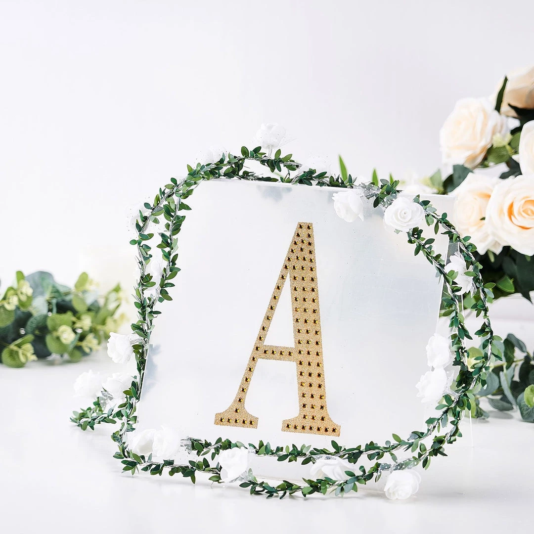 HIER_5150 8" Gold Decorative Rhinestone Alphabet Letter Stickers DIY Crafts - A 2 HIER_5150 8" Gold Decorative Rhinestone Alphabet Letter Stickers DIY Crafts - A