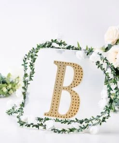 HIER_5150 Chargers & Centerpieces 8" Gold Decorative Rhinestone Alphabet Letter Stickers DIY Crafts - B