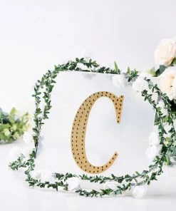 HIER_5150 8" Gold Decorative Rhinestone Alphabet Letter Stickers DIY Crafts - C