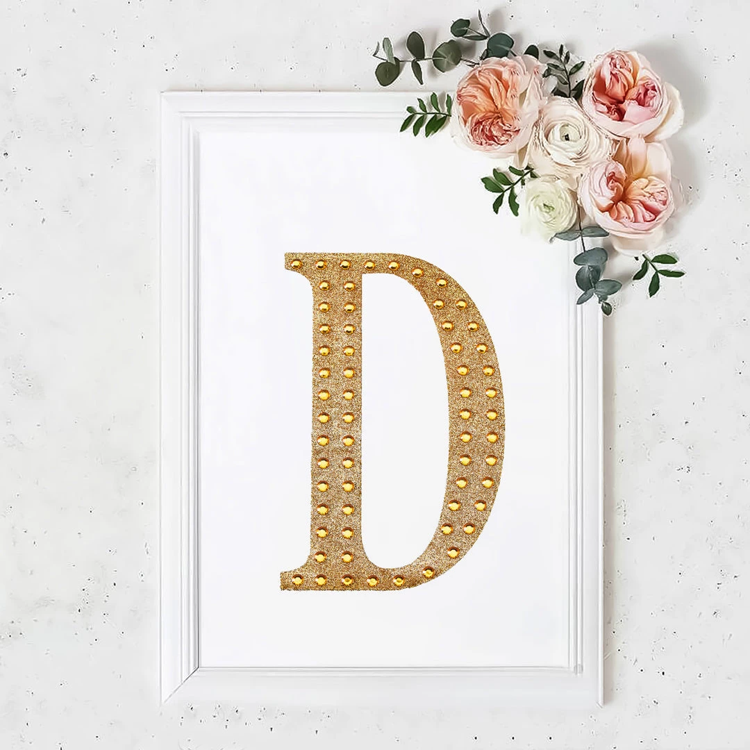 HIER_5150 8" Gold Decorative Rhinestone Alphabet Letter Stickers DIY Crafts - D 1 HIER_5150 8" Gold Decorative Rhinestone Alphabet Letter Stickers DIY Crafts - D