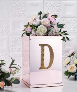 HIER_5150 8" Gold Decorative Rhinestone Alphabet Letter Stickers DIY Crafts - D 16 HIER_5150 8