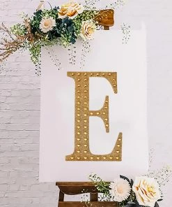 HIER_5150 8" Gold Decorative Rhinestone Alphabet Letter Stickers DIY Crafts - E 20 HIER_5150 8