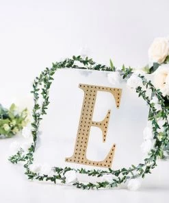 HIER_5150 8" Gold Decorative Rhinestone Alphabet Letter Stickers DIY Crafts - E