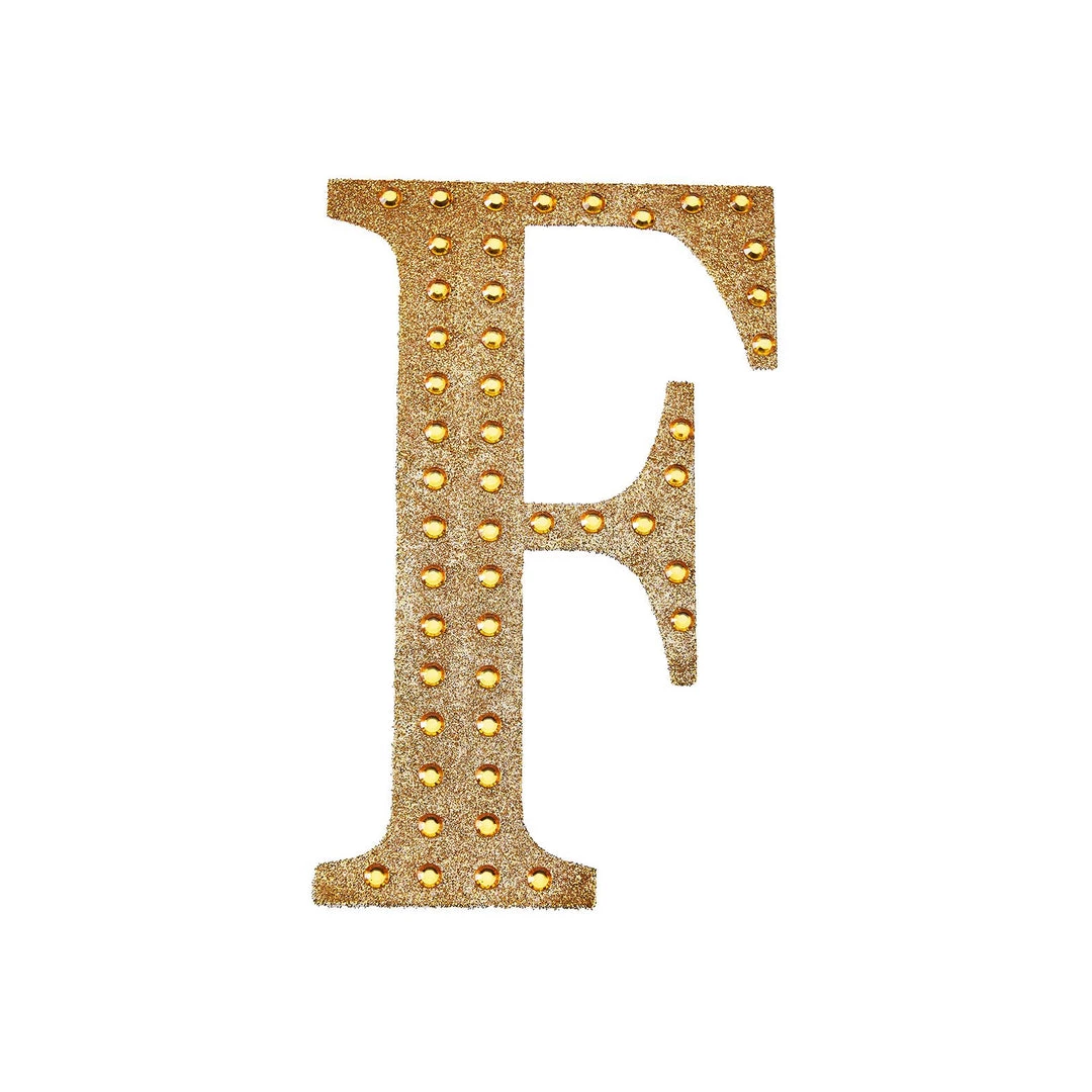 HIER_5150 8" Gold Decorative Rhinestone Alphabet Letter Stickers DIY Crafts - F Chargers & Centerpieces 11 HIER_5150 8" Gold Decorative Rhinestone Alphabet Letter Stickers DIY Crafts - F Chargers & Centerpieces