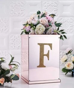 HIER_5150 8" Gold Decorative Rhinestone Alphabet Letter Stickers DIY Crafts - F Chargers & Centerpieces 16 HIER_5150 8