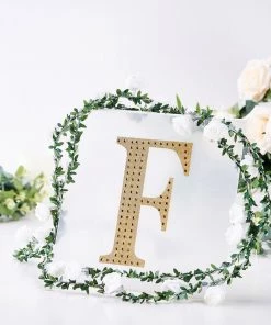 HIER_5150 8" Gold Decorative Rhinestone Alphabet Letter Stickers DIY Crafts - F Chargers & Centerpieces