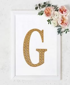 HIER_5150 8" Gold Decorative Rhinestone Alphabet Letter Stickers DIY Crafts - G