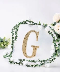 HIER_5150 8" Gold Decorative Rhinestone Alphabet Letter Stickers DIY Crafts - G