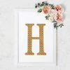 HIER_5150 8" Gold Decorative Rhinestone Alphabet Letter Stickers DIY Crafts - H Chargers & Centerpieces