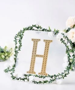 HIER_5150 8" Gold Decorative Rhinestone Alphabet Letter Stickers DIY Crafts - H Chargers & Centerpieces