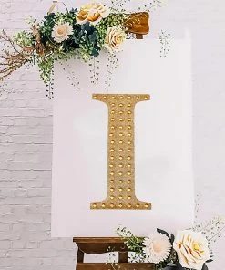 HIER_5150 Chargers & Centerpieces 8" Gold Decorative Rhinestone Alphabet Letter Stickers DIY Crafts - I 20 HIER_5150 Chargers & Centerpieces 8