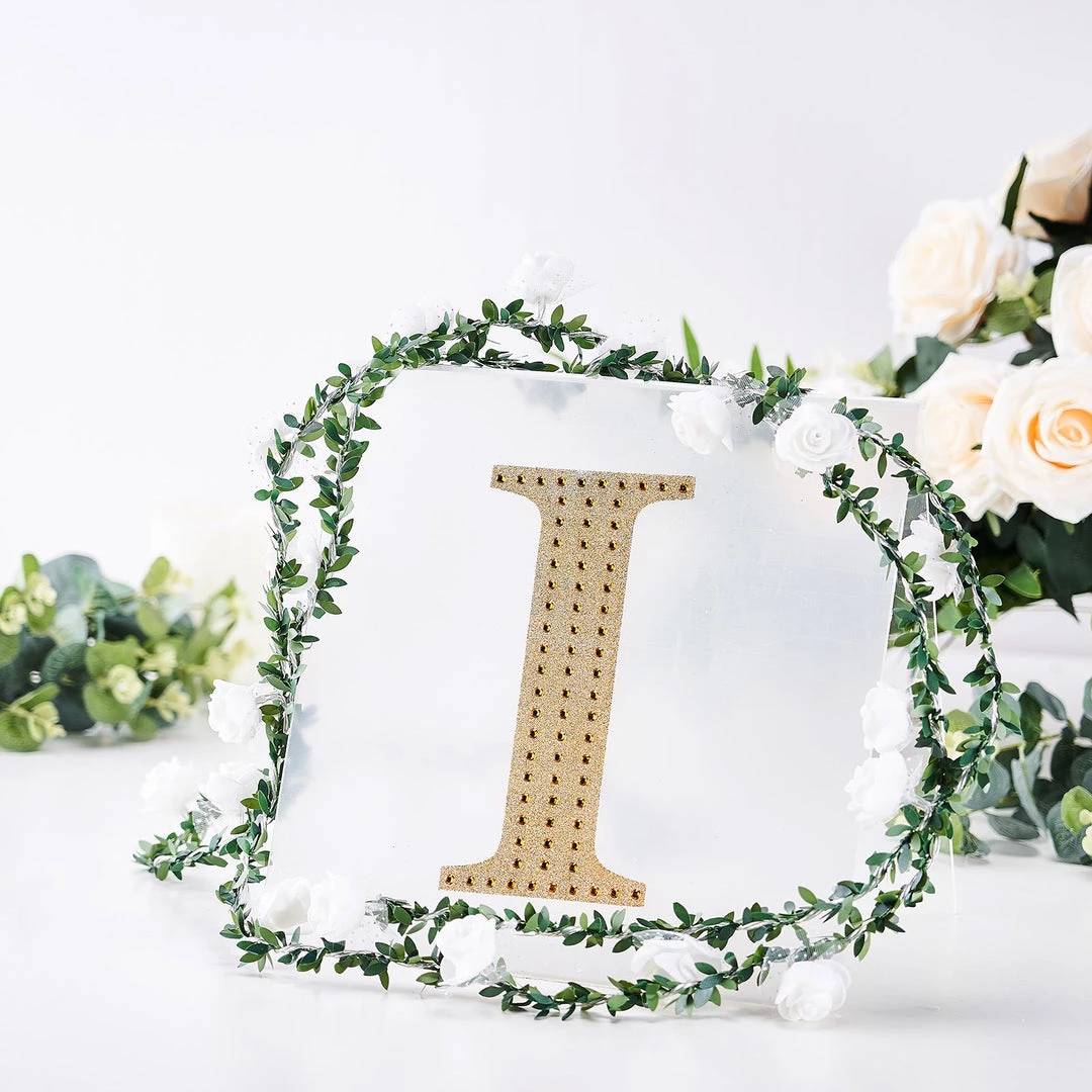 HIER_5150 Chargers & Centerpieces 8" Gold Decorative Rhinestone Alphabet Letter Stickers DIY Crafts - I 2 HIER_5150 Chargers & Centerpieces 8" Gold Decorative Rhinestone Alphabet Letter Stickers DIY Crafts - I