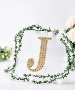HIER_5150 Chargers & Centerpieces 8" Gold Decorative Rhinestone Alphabet Letter Stickers DIY Crafts - J