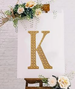 HIER_5150 8" Gold Decorative Rhinestone Alphabet Letter Stickers DIY Crafts - K Chargers & Centerpieces 20 HIER_5150 8