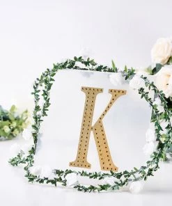 HIER_5150 8" Gold Decorative Rhinestone Alphabet Letter Stickers DIY Crafts - K Chargers & Centerpieces