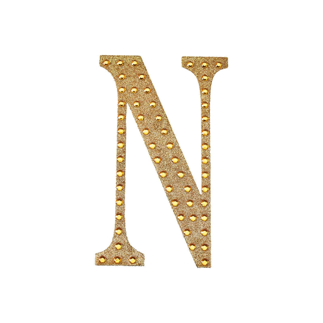 HIER_5150 8" Gold Decorative Rhinestone Alphabet Letter Stickers DIY Crafts - N 11 HIER_5150 8" Gold Decorative Rhinestone Alphabet Letter Stickers DIY Crafts - N