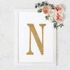 HIER_5150 8" Gold Decorative Rhinestone Alphabet Letter Stickers DIY Crafts - N