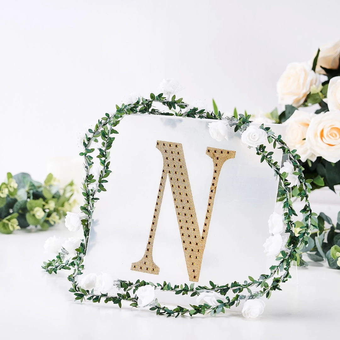 HIER_5150 8" Gold Decorative Rhinestone Alphabet Letter Stickers DIY Crafts - N 2 HIER_5150 8" Gold Decorative Rhinestone Alphabet Letter Stickers DIY Crafts - N
