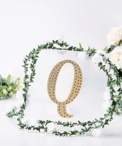 HIER_5150 8" Gold Decorative Rhinestone Alphabet Letter Stickers DIY Crafts - Q