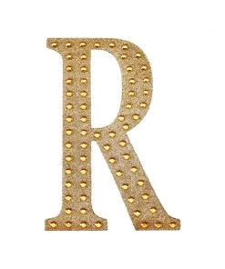HIER_5150 8" Gold Decorative Rhinestone Alphabet Letter Stickers DIY Crafts - R 21 HIER_5150 8