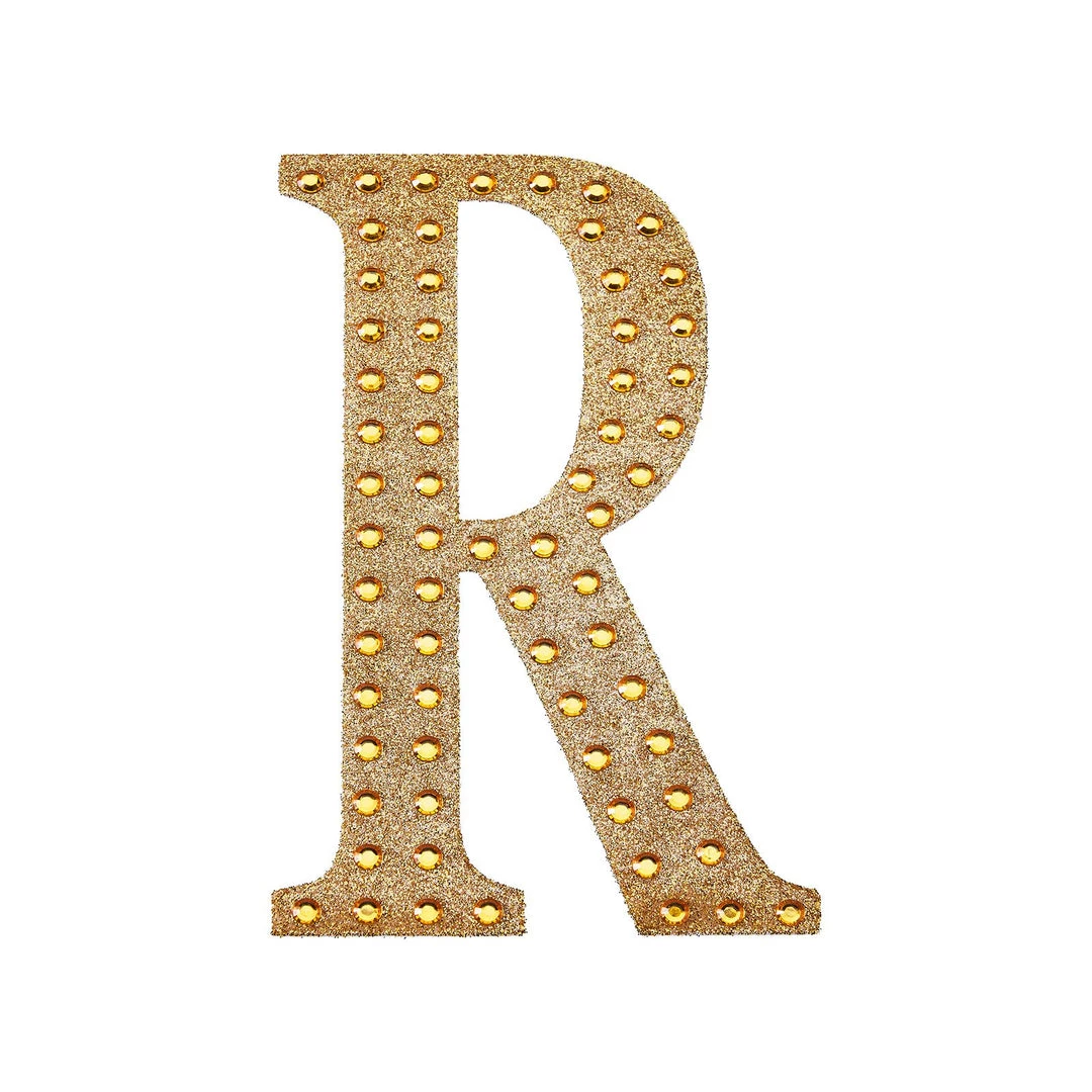 HIER_5150 8" Gold Decorative Rhinestone Alphabet Letter Stickers DIY Crafts - R 11 HIER_5150 8" Gold Decorative Rhinestone Alphabet Letter Stickers DIY Crafts - R