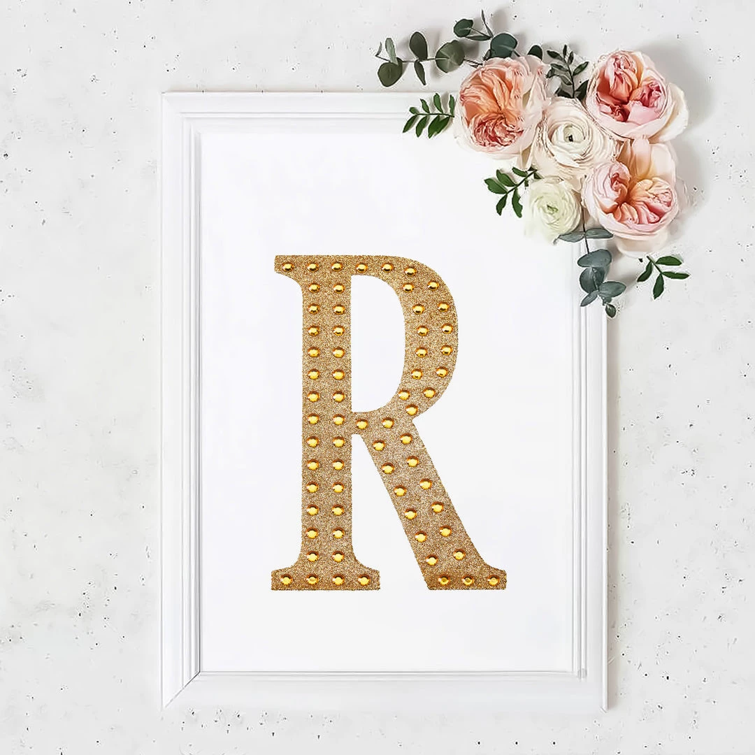 HIER_5150 8" Gold Decorative Rhinestone Alphabet Letter Stickers DIY Crafts - R 1 HIER_5150 8" Gold Decorative Rhinestone Alphabet Letter Stickers DIY Crafts - R