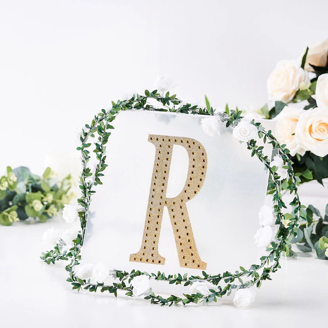HIER_5150 8" Gold Decorative Rhinestone Alphabet Letter Stickers DIY Crafts - R 2 HIER_5150 8" Gold Decorative Rhinestone Alphabet Letter Stickers DIY Crafts - R