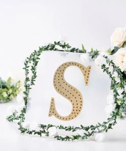 HIER_5150 Chargers & Centerpieces 8" Gold Decorative Rhinestone Alphabet Letter Stickers DIY Crafts - S