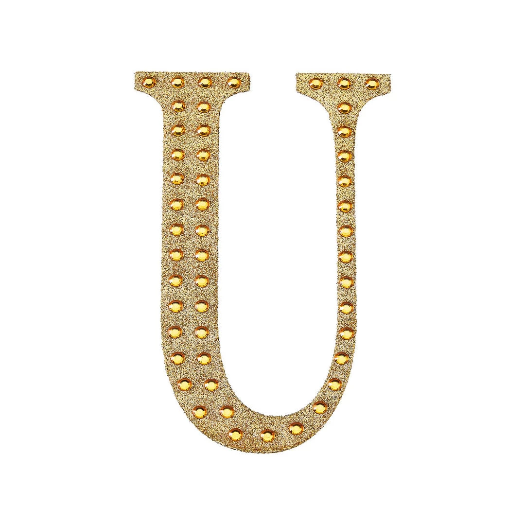 HIER_5150 Chargers & Centerpieces 8" Gold Decorative Rhinestone Alphabet Letter Stickers DIY Crafts - U 11 HIER_5150 Chargers & Centerpieces 8" Gold Decorative Rhinestone Alphabet Letter Stickers DIY Crafts - U