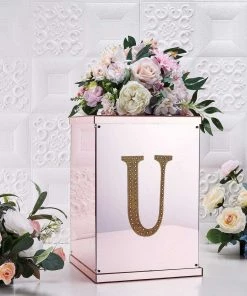 HIER_5150 Chargers & Centerpieces 8" Gold Decorative Rhinestone Alphabet Letter Stickers DIY Crafts - U 16 HIER_5150 Chargers & Centerpieces 8