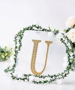 HIER_5150 Chargers & Centerpieces 8" Gold Decorative Rhinestone Alphabet Letter Stickers DIY Crafts - U